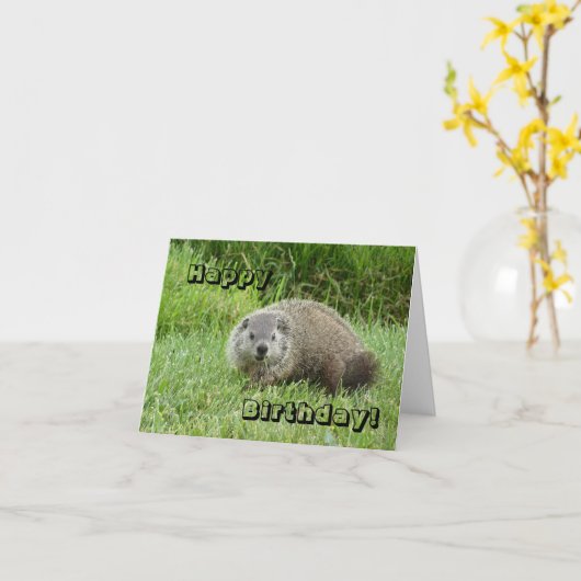 Gelukkige Verjaardag groundhog Kaart (Gele Bloem)