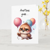 Gelukkige Verjaardag Grumpy Bird Nog Een Jaar om h Kaart (Gele Bloem)