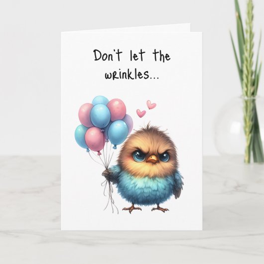 Gelukkige Verjaardag Grumpy Vogel Rimpels en Veren Kaart (Voorkant)