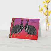 Gelukkige Verjaardag - Guinee Fowl Kaart (Gele Bloem)