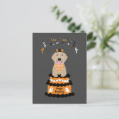 Gelukkige verjaardag Halloween Golden Retriever Briefkaart (Staand voorkant)
