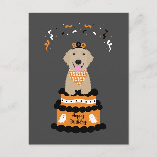 Gelukkige verjaardag Halloween Golden Retriever Briefkaart (Voorkant)