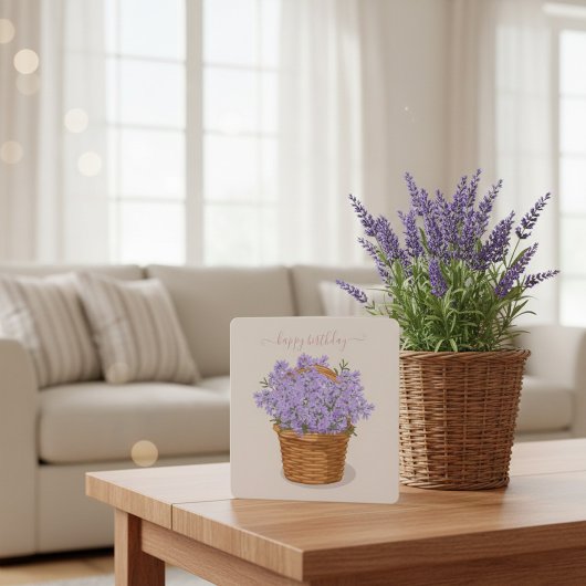 Gelukkige Verjaardag Hand-getrokken Lavendel Mand Feestdagenkaart