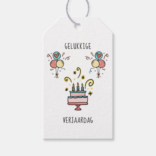 Gelukkige Verjaardag | Happy Birthday Cadeaulabel (Voorkant)
