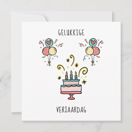 Gelukkige Verjaardag | Happy Birthday Kaart (Voorkant)