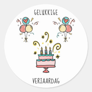 Gelukkige Verjaardag | Happy Birthday Ronde Sticker