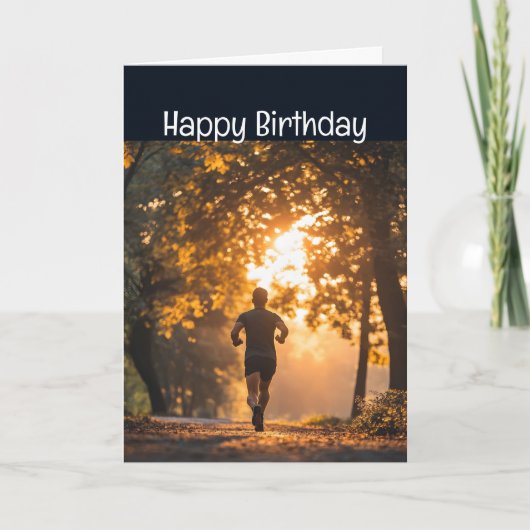 Gelukkige verjaardag hardloper loopt marathon comp kaart (Voorkant)