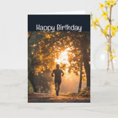 Gelukkige verjaardag hardloper loopt marathon comp kaart (Gele Bloem)