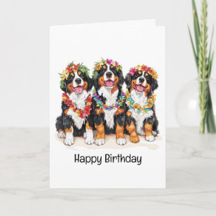 Gelukkige Verjaardag Hawaiian Berner Mountain Dogs Kaart