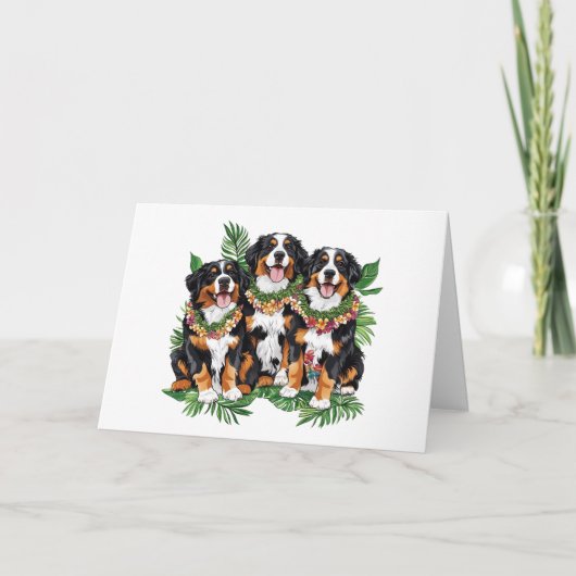 Gelukkige Verjaardag Hawaiian Berner Mountain Dogs Kaart (Voorkant)
