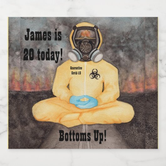 Gelukkige Verjaardag Hazmat Suit Quarantaine COVID Bier Etiket (Enkel label)