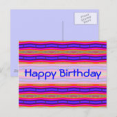 Gelukkige Verjaardag helder roze blauw Briefkaart (Voorkant / Achterkant)