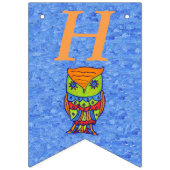 Gelukkige Verjaardag Heldere Neon Gekleurde Uil Bl Vlaggetjes (Eerste vlag)