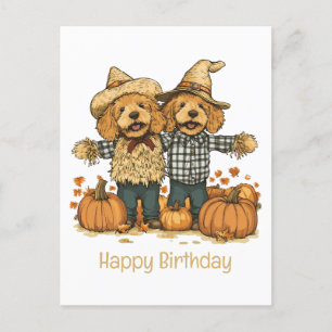 Gelukkige verjaardag herfst oogst Goldendoodle hon Briefkaart