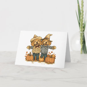 Gelukkige Verjaardag Herfst Oogst Goldendoodle Hon Kaart