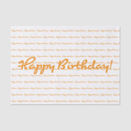 Gelukkige verjaardag! Herfst oranje casual script Tissuepapier