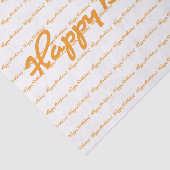Gelukkige verjaardag! Herfst oranje casual script Tissuepapier (Detail)