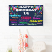 Gelukkige Verjaardag Herhalende Naam Rij door Bann Spandoek (Insitu)