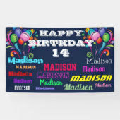 Gelukkige Verjaardag Herhalende Naam Rij door Bann Spandoek (Horizontaal)