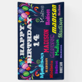 Gelukkige Verjaardag Herhalende Naam Rij door Bann Spandoek (Verticaal)