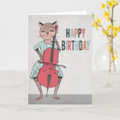 Gelukkige Verjaardag - het Spelen van de Cello de Kaart (Gele Bloem)