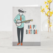 Gelukkige Verjaardag - het spelen van de Das de Kaart (Gele Bloem)