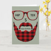 Gelukkige Verjaardag HipSter Kaart (Gele Bloem)