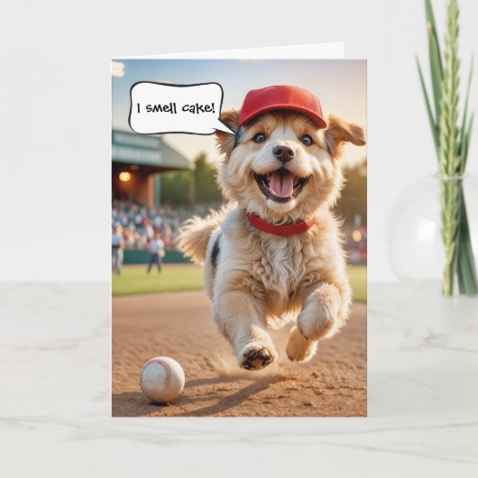 Gelukkige Verjaardag Hond Dragen van een Baseball Kaart (Voorkant)