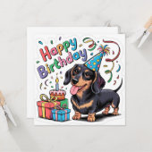 Gelukkige verjaardag hond kaart (Voorkant / Achterkant in situ)