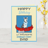 Gelukkige Verjaardag Hond Papa Siberische Husky Kaart (Gele Bloem)