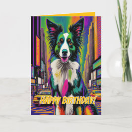 Gelukkige verjaardag hond (Pop-art) Kaart