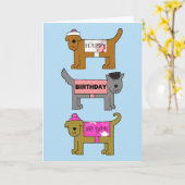 Gelukkige Verjaardag Honden in Kleding Kaart (Gele Bloem)