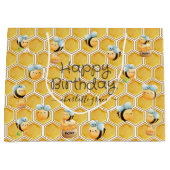 Gelukkige Verjaardag Honingraat en Bijen met naam Groot Cadeauzakje (Voorkant)