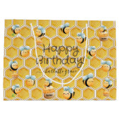 Gelukkige Verjaardag Honingraat en Bijen met naam Groot Cadeauzakje (Achterkant)