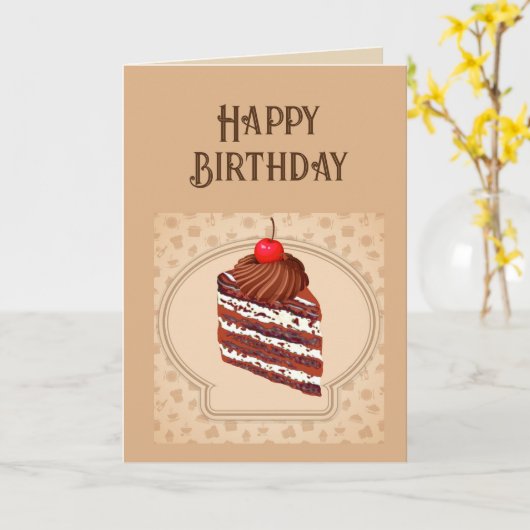 Gelukkige Verjaardag Hoop Jaar Stuk van Cake Fun Kaart (Gele Bloem)