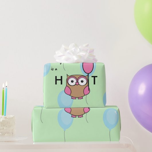 Gelukkige Verjaardag Hoot Uil met Ballonnen Cadeaupapier (Feestgeschenken)
