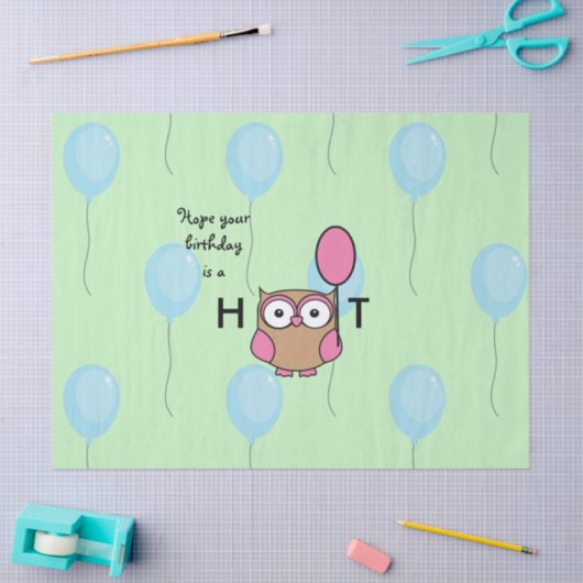 Gelukkige Verjaardag Hoot Uil met Ballonnen Tissuepapier (Craft)