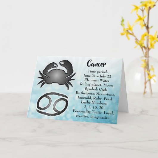 Gelukkige Verjaardag Horoscoop Teken Kanker Kaart (Gele Bloem)