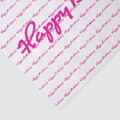 Gelukkige verjaardag! Hot Pink Casual Script herha Tissuepapier (Detail)