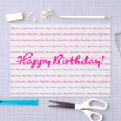 Gelukkige verjaardag! Hot Pink Casual Script herha Tissuepapier (Craft)