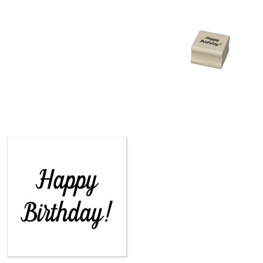 Gelukkige Verjaardag Houten Blok Opgezette Rubberz Rubberstempel (Gestempeld)