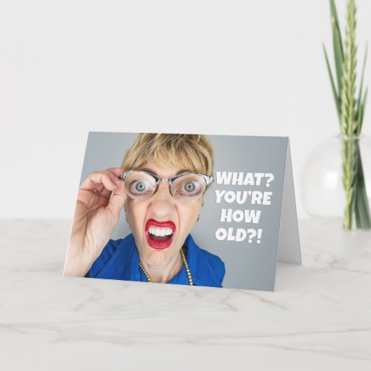 Gelukkige verjaardag iedereen grappige dame met gr feestdagen kaart (Voorkant)