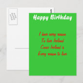 Gelukkige verjaardag Ierland Briefkaart (Voorkant / Achterkant)