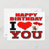 Gelukkige verjaardag Ik hou van je Briefkaart (Voorkant / Achterkant)