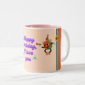 Gelukkige verjaardag, ik hou van je - Hartstikke f Tweekleurige Koffiemok (Voorkant rechts)