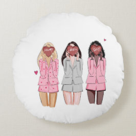 Gelukkige verjaardag illustratie roze meisjes rond kussen
