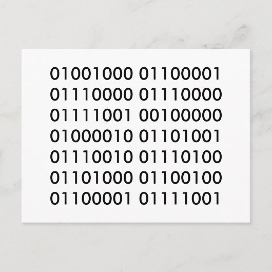 Gelukkige Verjaardag in Binaire Code Briefkaart (Voorkant)
