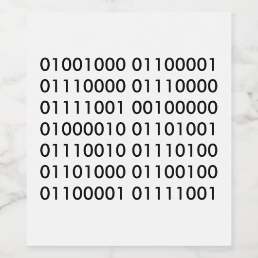 Gelukkige Verjaardag in Binaire Code Wijn Etiket (Enkel label)
