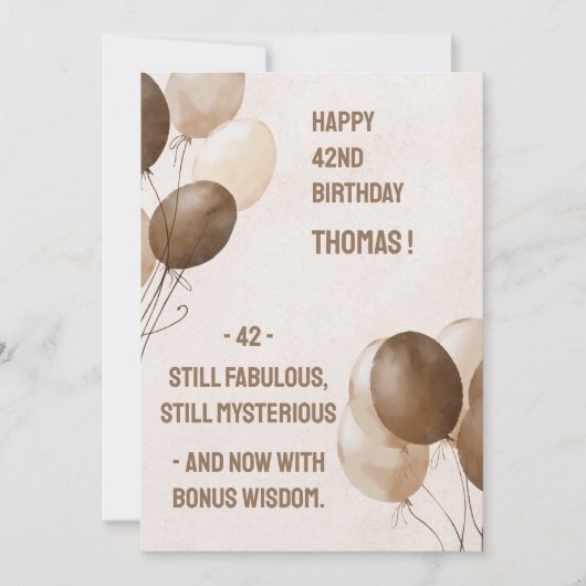 Gelukkige Verjaardag in Bruin met Bruine Ballonnen Kaart (Voorkant)