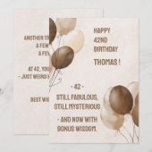 Gelukkige Verjaardag in Bruin met Bruine Ballonnen Kaart (Voorkant / Achterkant)